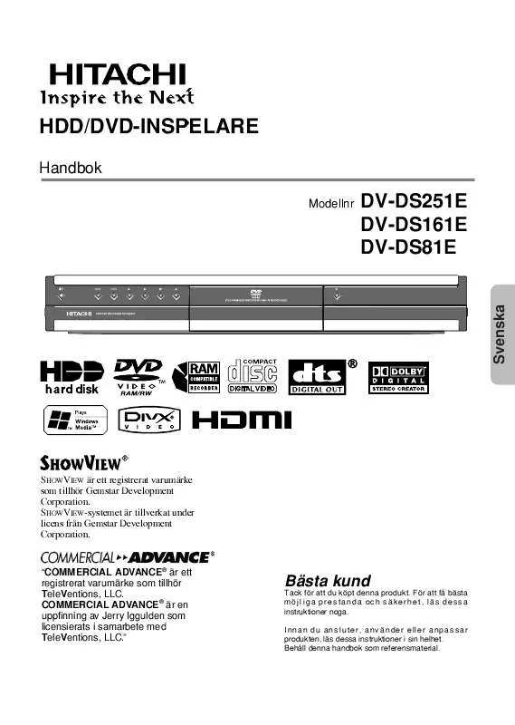 Mode d'emploi HITACHI DV-DS161E