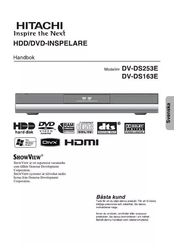 Mode d'emploi HITACHI DV-DS163E