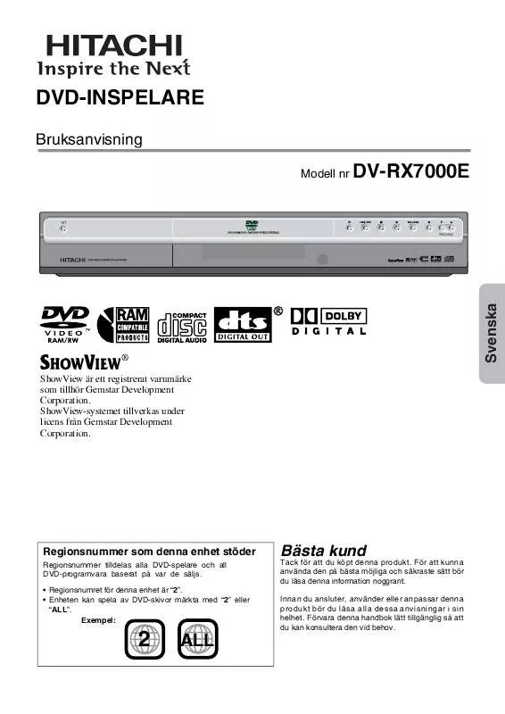 Mode d'emploi HITACHI DV-RX7000E(F)