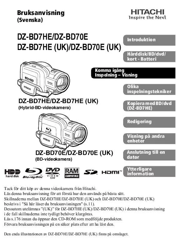 Mode d'emploi HITACHI DZ-BD70E