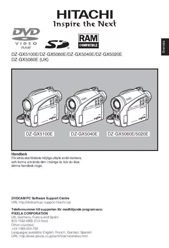 Mode d'emploi HITACHI DZ-GX5020E(UK)