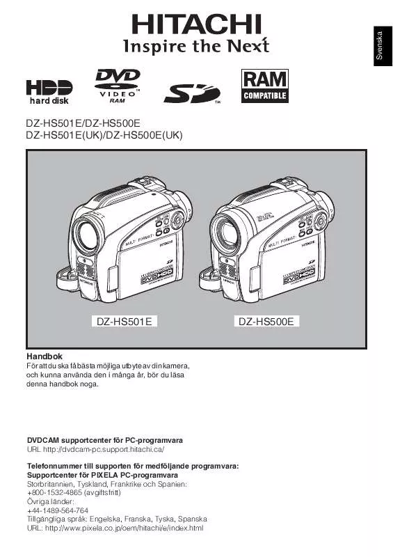 Mode d'emploi HITACHI DZ-HS500E(UK)