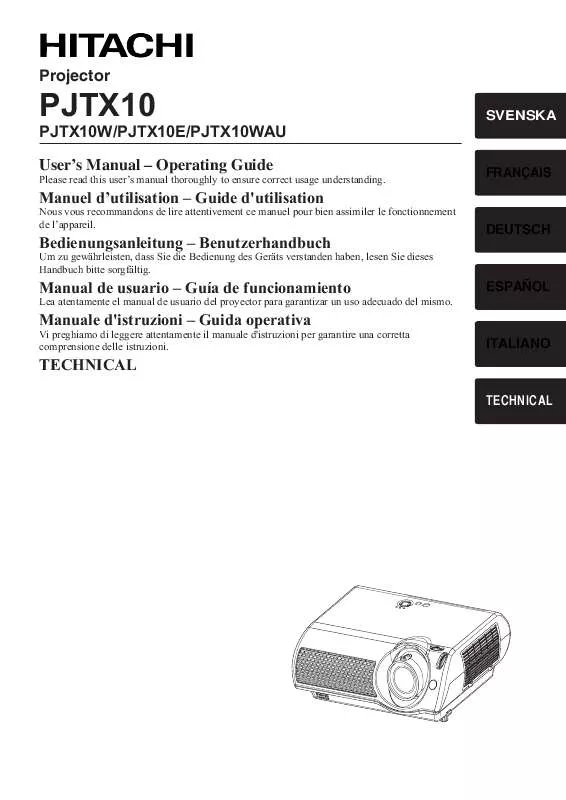 Mode d'emploi HITACHI PJTX10E