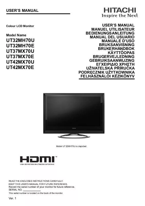 Mode d'emploi HITACHI UT32MH70E