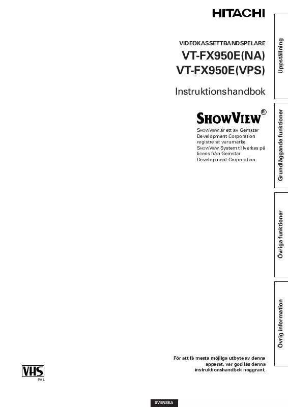 Mode d'emploi HITACHI VTFX950EVPS