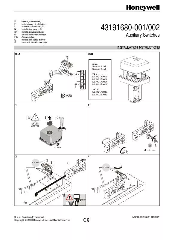 Mode d'emploi HONEYWELL 43191680-001