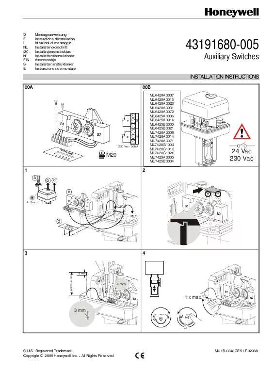 Mode d'emploi HONEYWELL 43191680-005