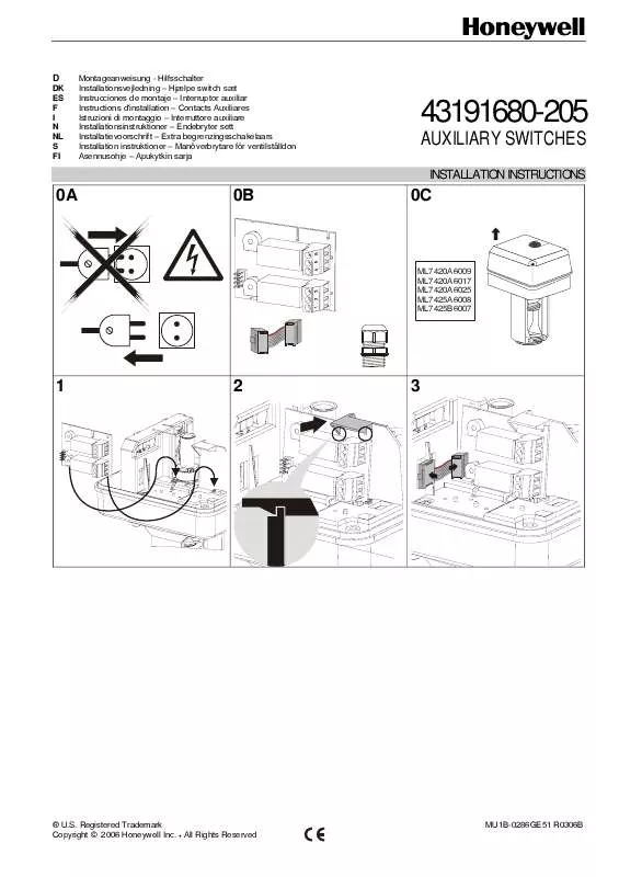 Mode d'emploi HONEYWELL 43191680-205