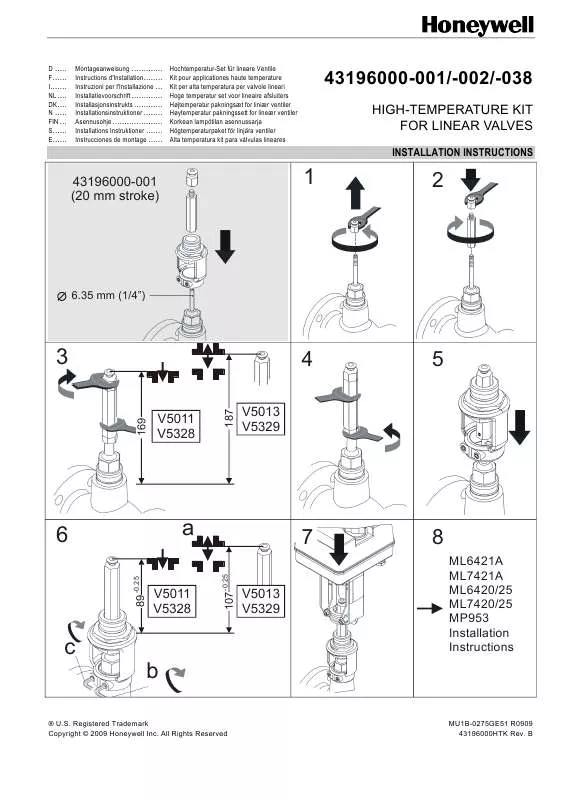 Mode d'emploi HONEYWELL 43196000-001