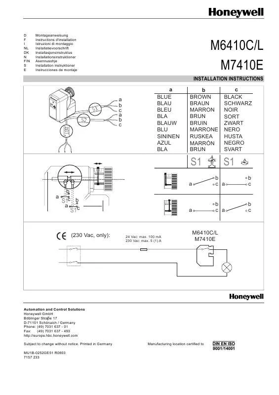 Mode d'emploi HONEYWELL M6410L