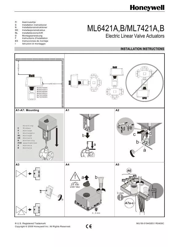 Mode d'emploi HONEYWELL ML7421A