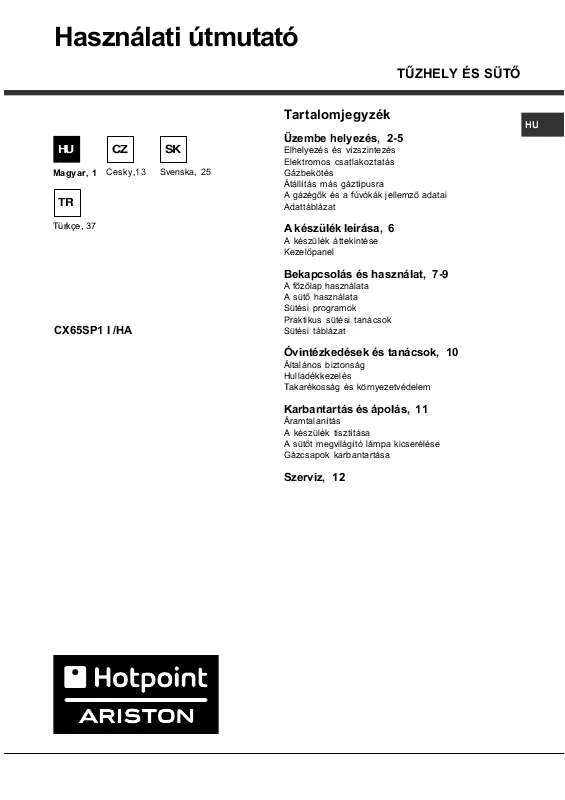 Mode d'emploi HOTPOINT CX65SP1