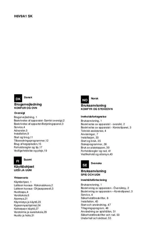 Mode d'emploi HOTPOINT H6V9A1