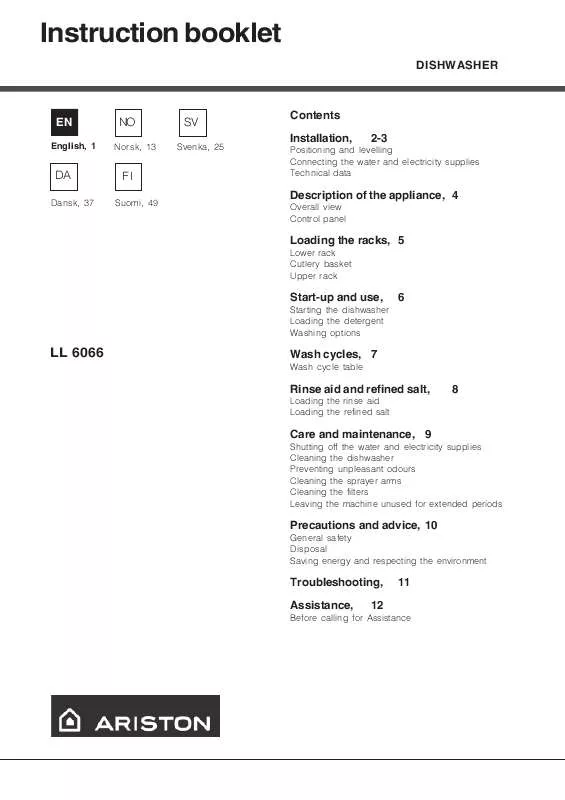 Mode d'emploi HOTPOINT LL 6066 X SK