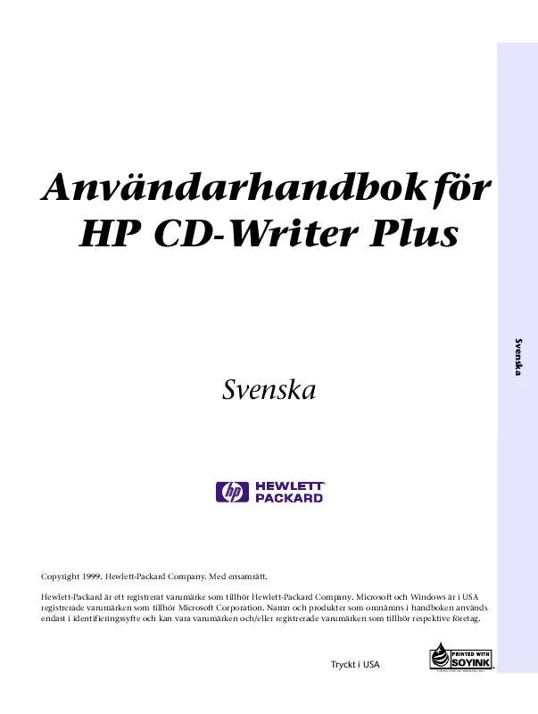 Mode d'emploi HP CD-WRITER 8200