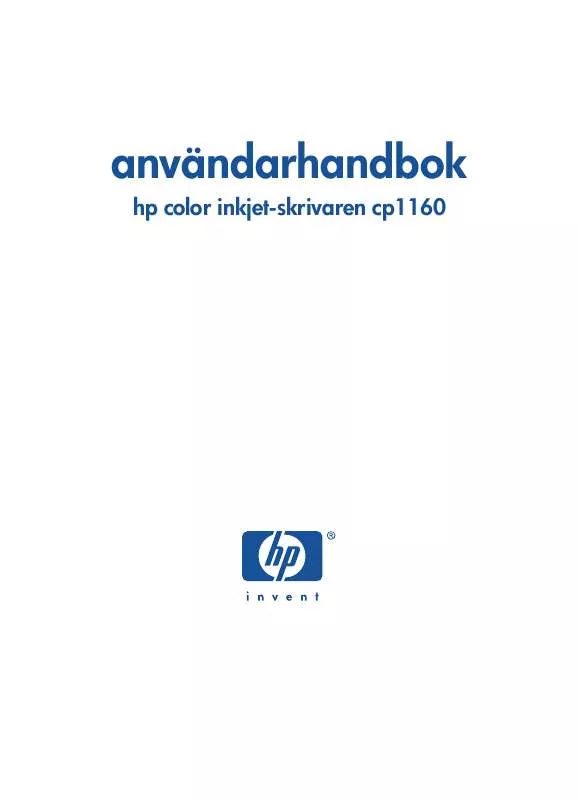 Mode d'emploi HP COLOR INKJET CP1160