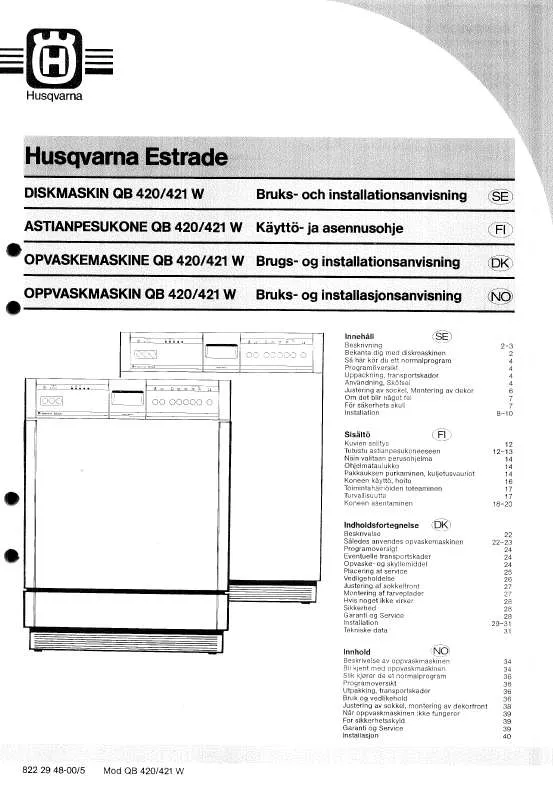 Mode d'emploi HUSQVARNA QB420W