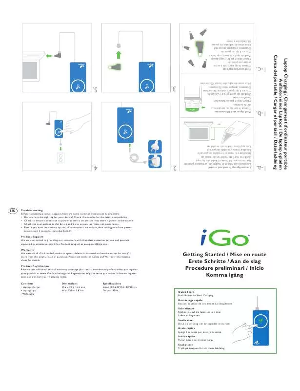 Mode d'emploi I-GO LAPTOP WALL CHARGER IGO GREEN