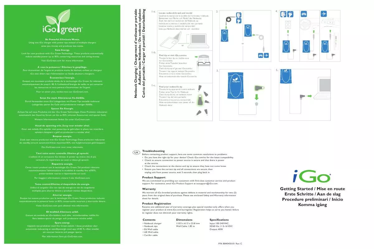 Mode d'emploi I-GO NETBOOK WALL CHARGER