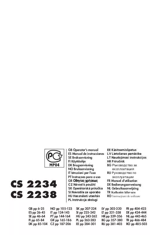 Mode d'emploi JONSERED CS 2234