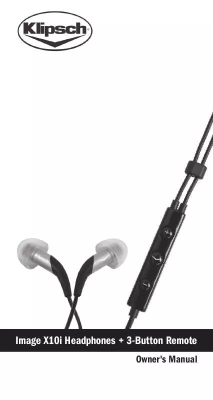 Mode d'emploi KLIPSCH IMAGE X10I HEADPHONES