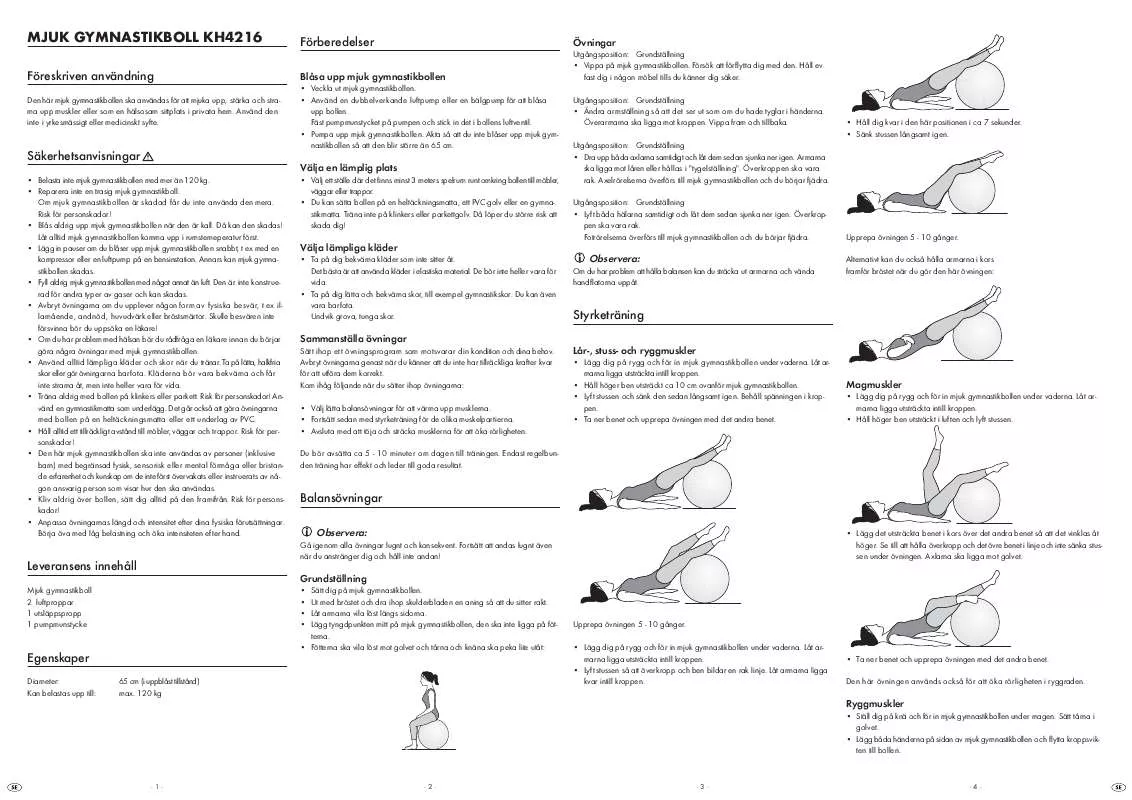 Mode d'emploi KOMPERNASS KH 4216 GYM BALL