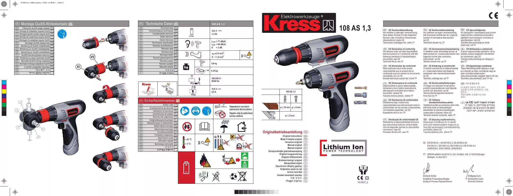 Mode d'emploi KRESS 108 AS 1.3