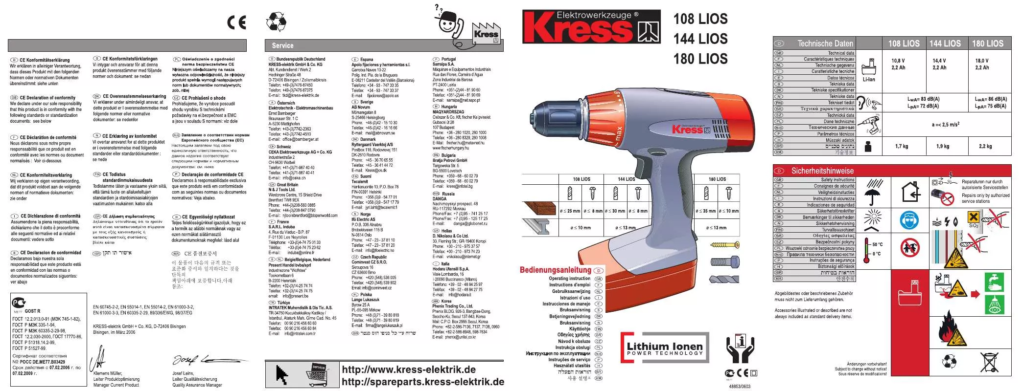 Mode d'emploi KRESS 108 LIOS