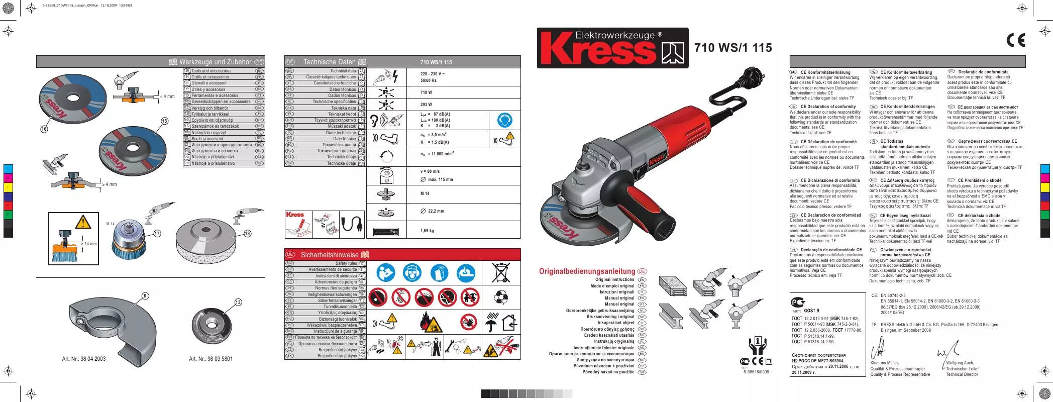 Mode d'emploi KRESS 710 WS-1 115