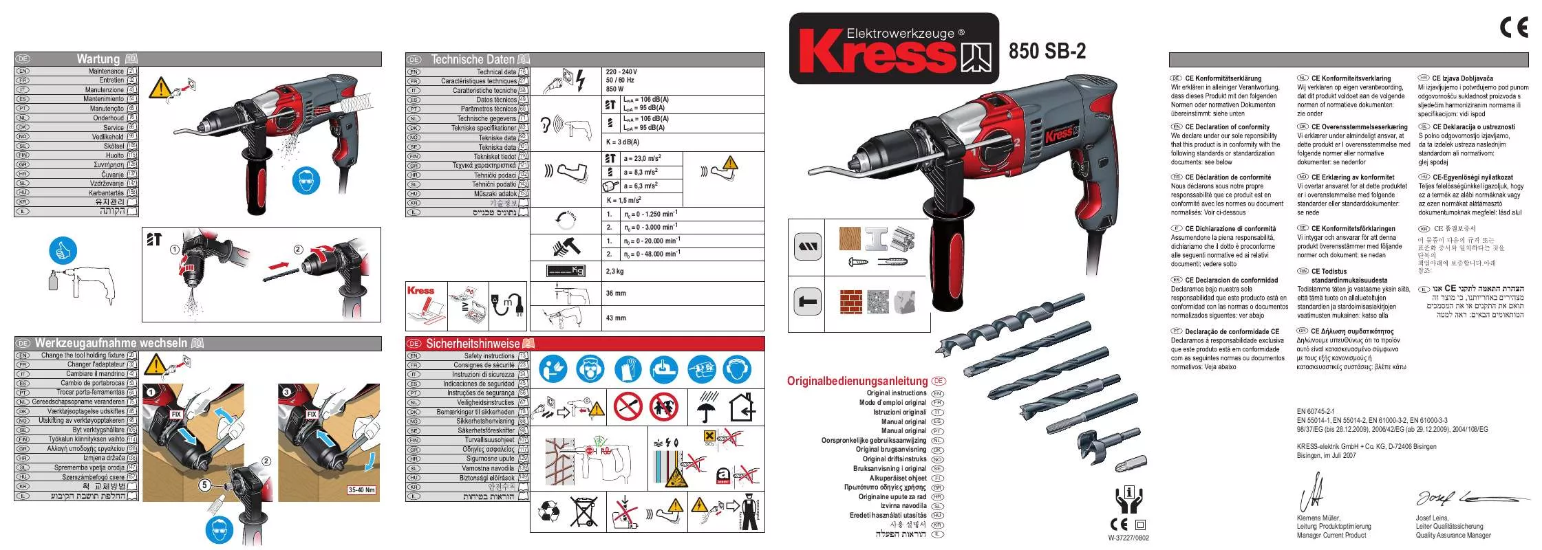 Mode d'emploi KRESS 850 SB-2