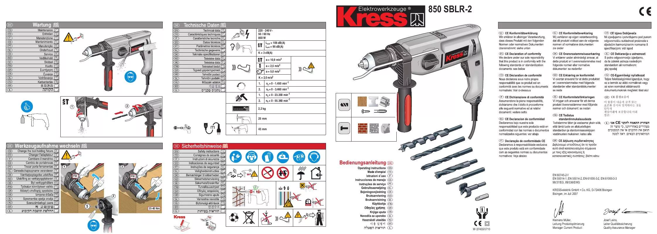 Mode d'emploi KRESS 850 SBLR-2