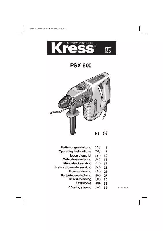 Mode d'emploi KRESS PSX 600