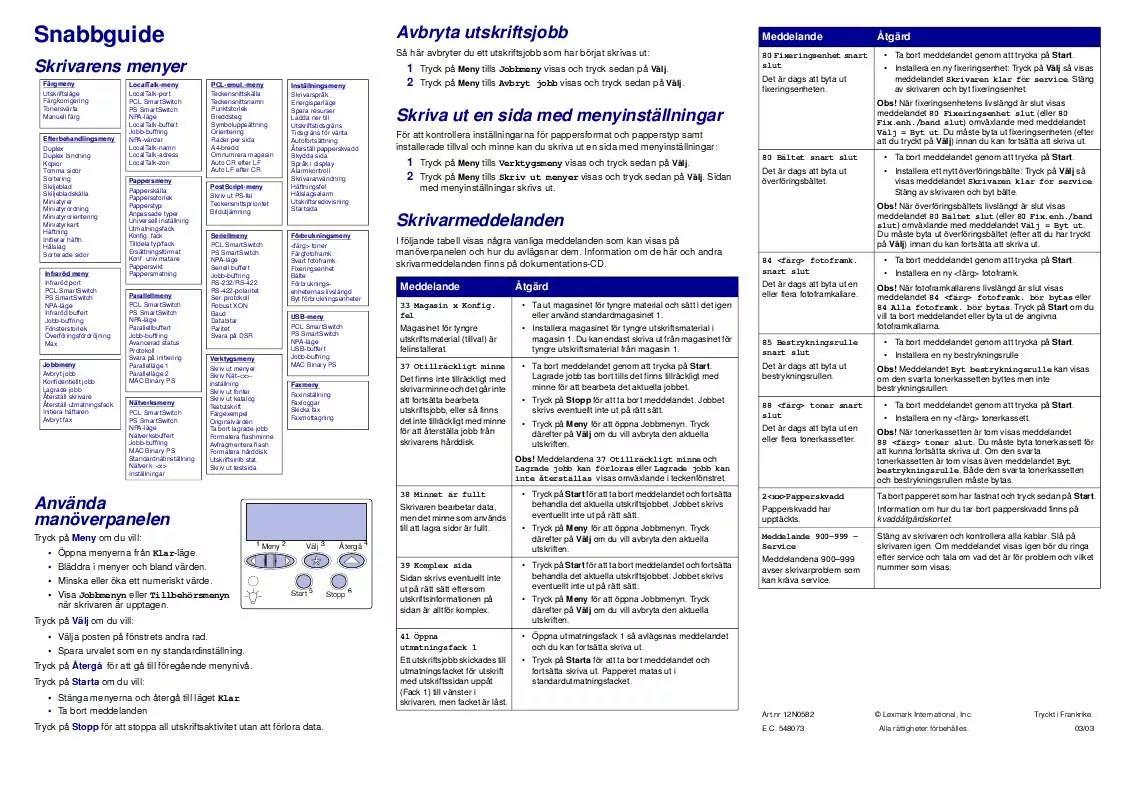 Mode d'emploi LEXMARK C912