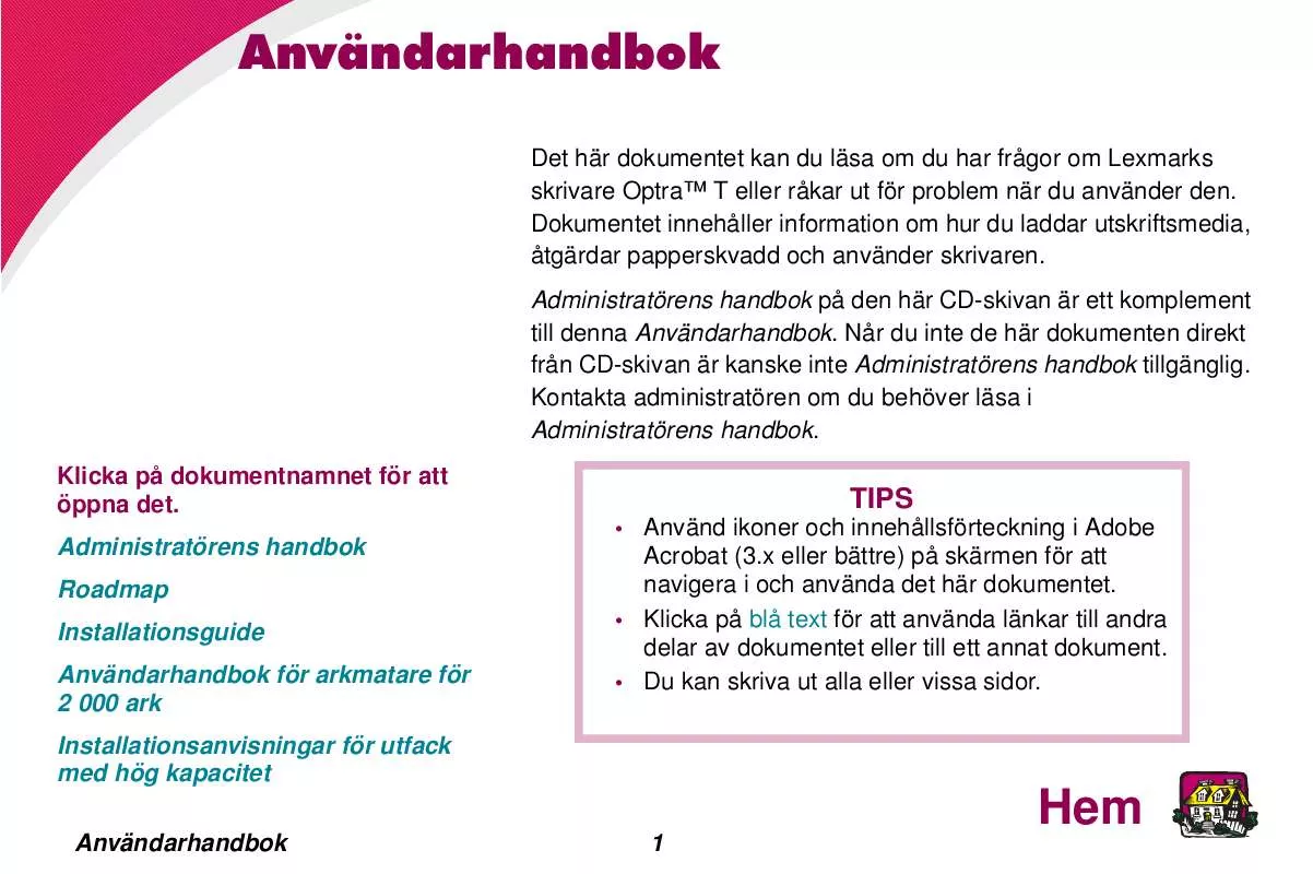 Mode d'emploi LEXMARK OPTRA T