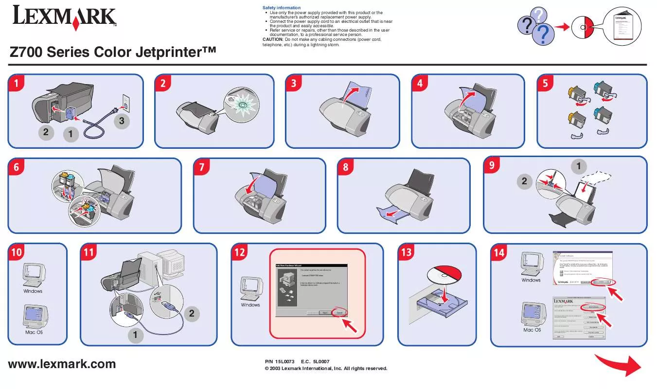 Mode d'emploi LEXMARK P700