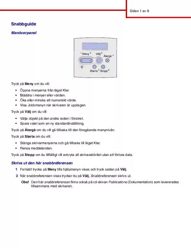 Mode d'emploi LEXMARK T630