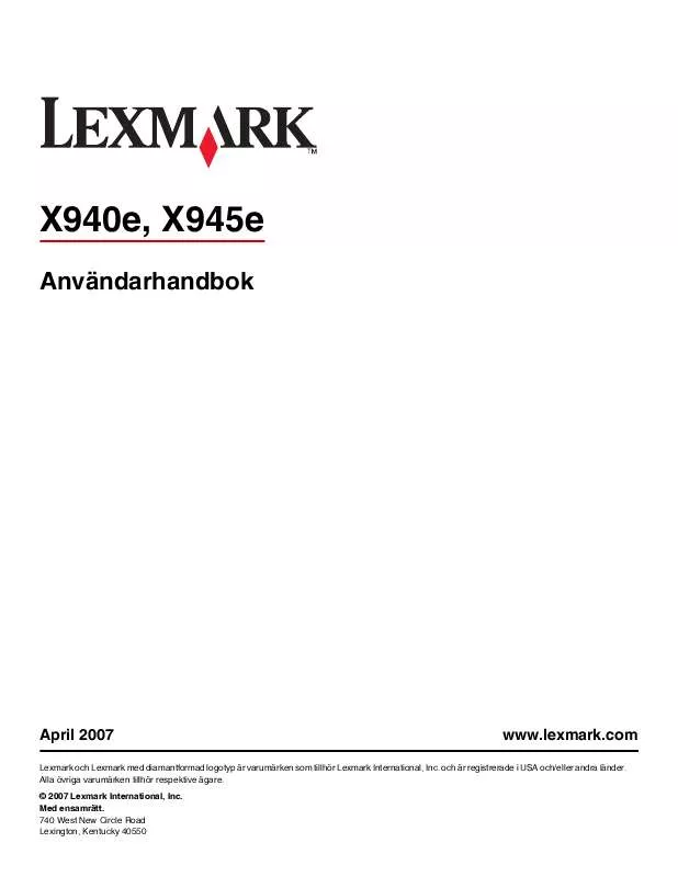 Mode d'emploi LEXMARK X940E