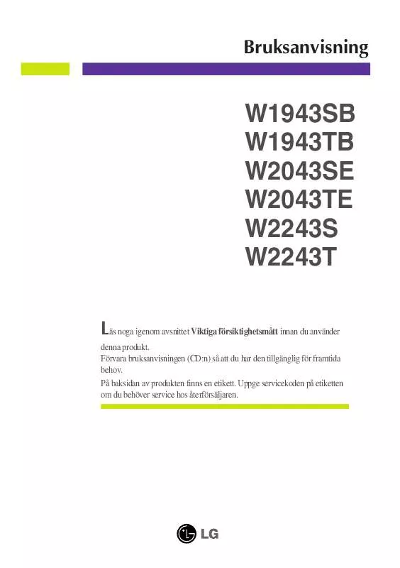 Mode d'emploi LG W1943TB