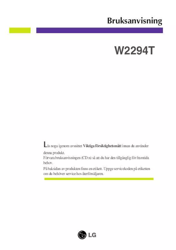 Mode d'emploi LG W2294T