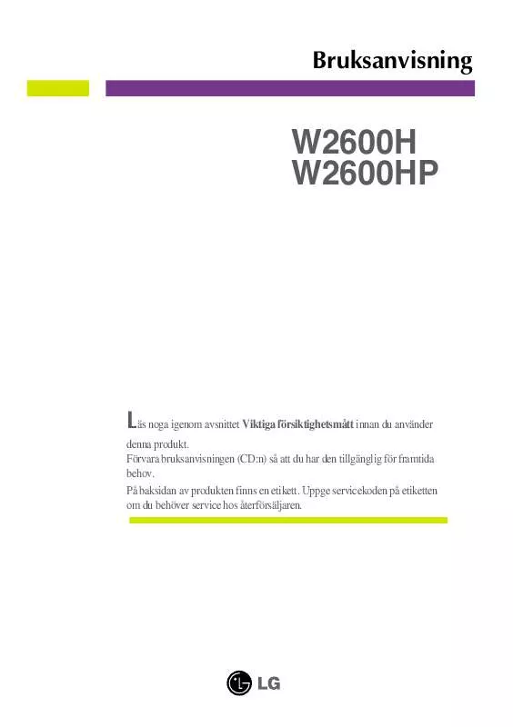 Mode d'emploi LG W2600H