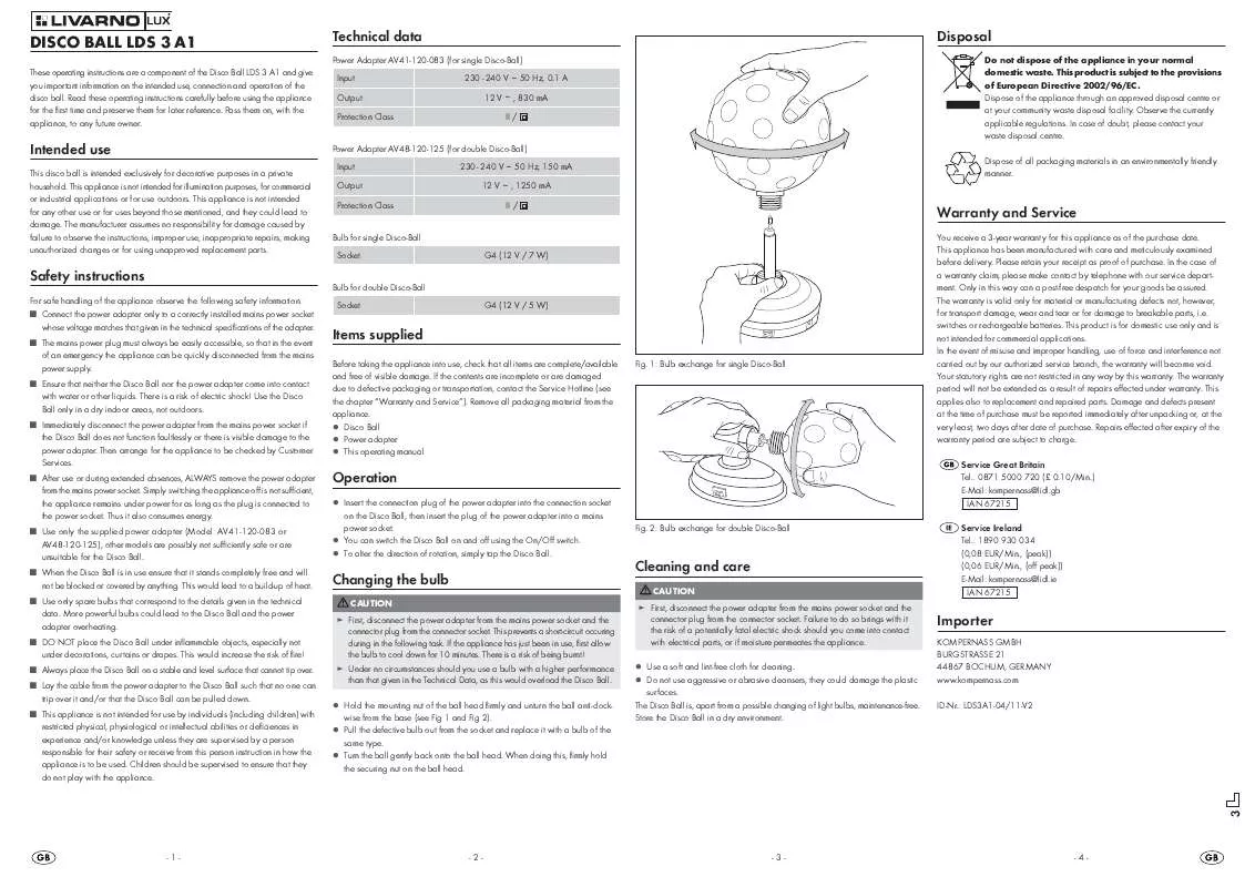 Mode d'emploi LIVARNO LDS 3 A1