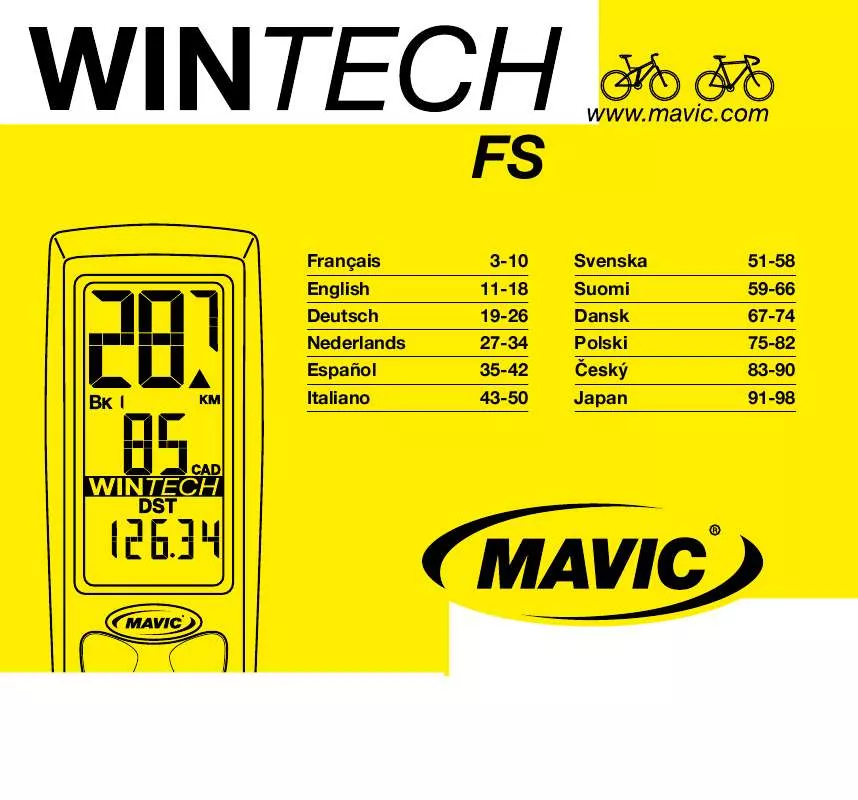 Mode d'emploi MAVIC WINTECH FS