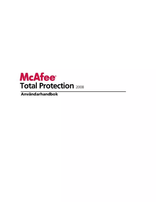 Mode d'emploi MCAFEE TOTAL PROTECTION 2008