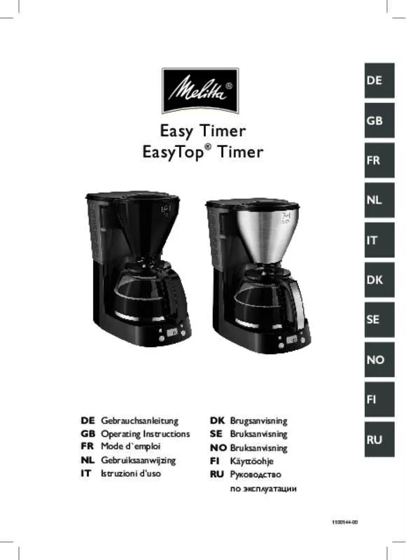 Mode d'emploi MELITTA EASY TIMER