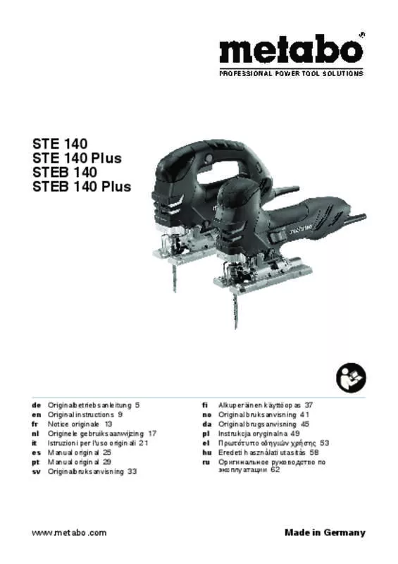 Mode d'emploi METABO STE 140