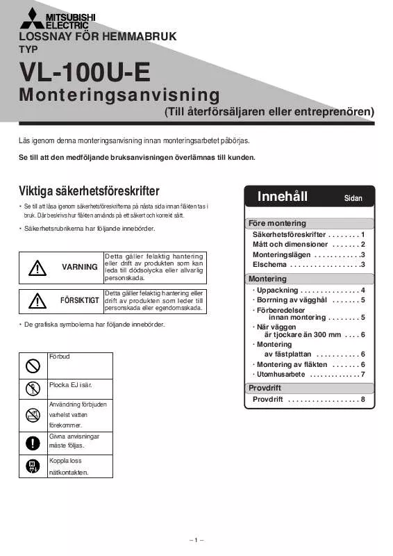 Mode d'emploi MITSUBISHI VL-100U-E