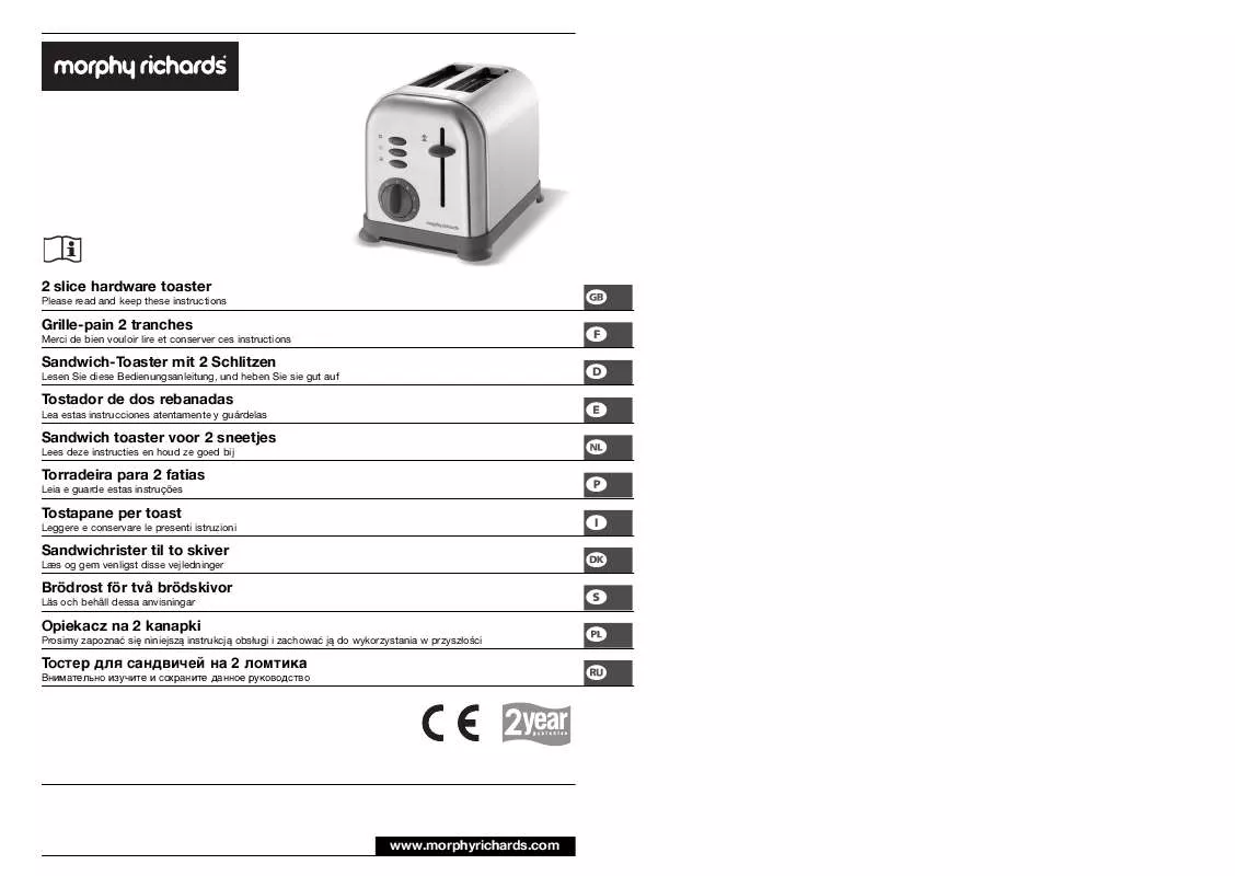 Mode d'emploi MORPHY RICHARDS 2 SLICE HARDWARE TOASTER