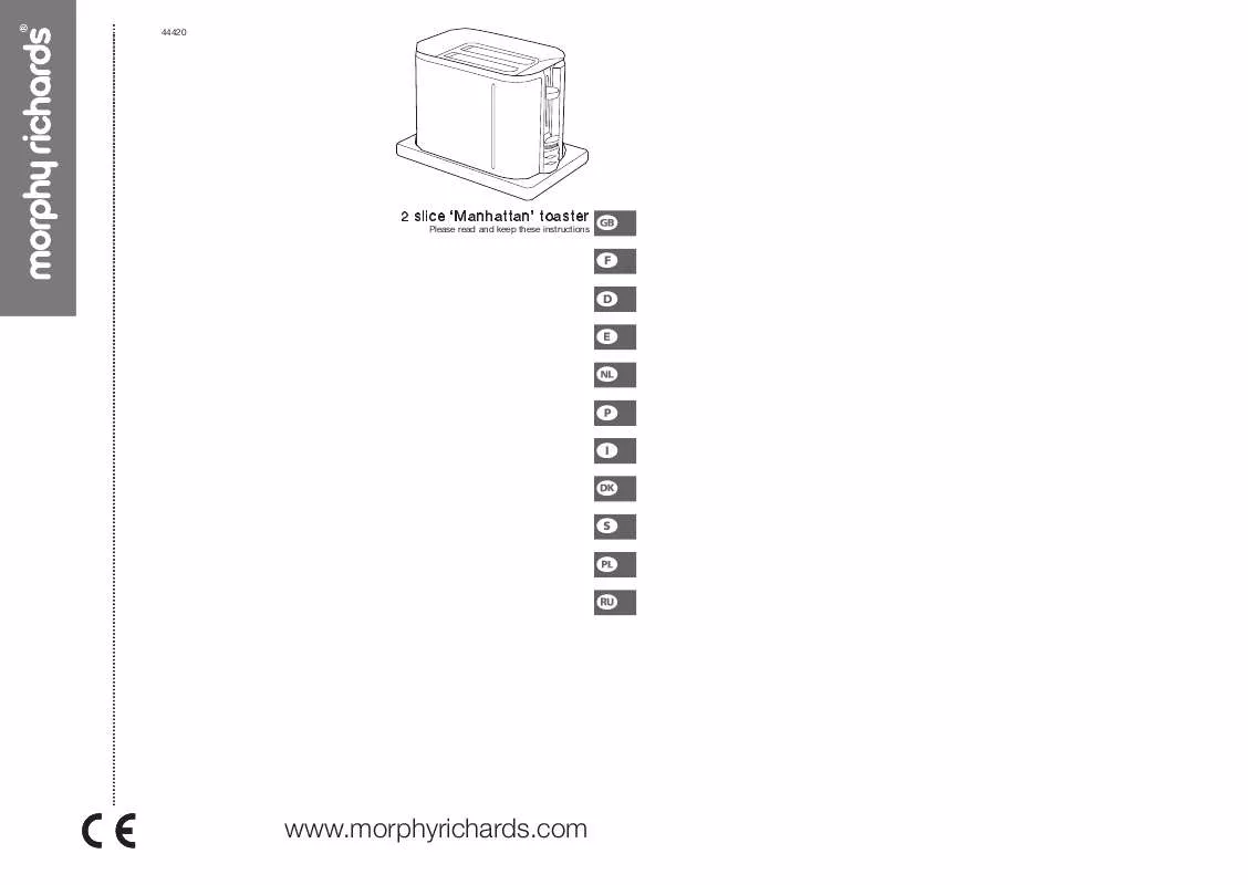 Mode d'emploi MORPHY RICHARDS 2 SLICE MANHANTTAN TOASTER