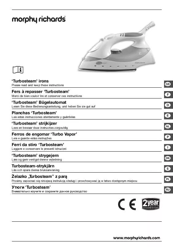 Mode d'emploi MORPHY RICHARDS TURBOSTEAM 40659