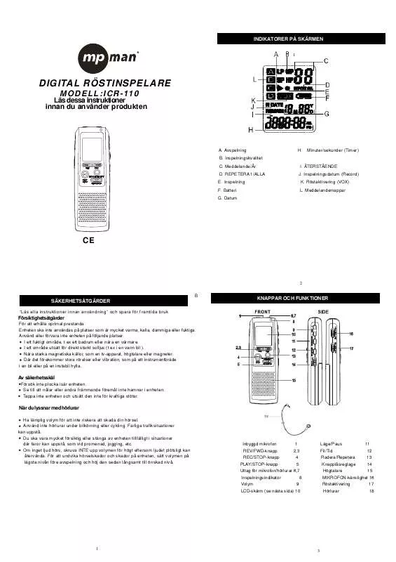 Mode d'emploi MPMAN ICR-110